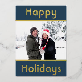 ハッモダンプミニマルホリデーズファミリーフォト金ゴールド 箔シーズンカード