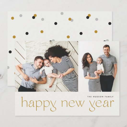 ハッモダンミニマルプニューイヤー2フォトホリデイCa シーズンカード (正面/裏面)