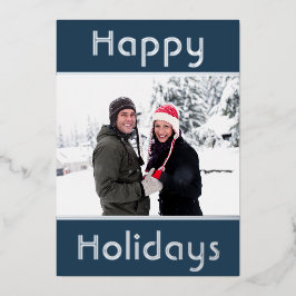 ハッモダンミニマルプホリデーズファミリーフォトシルバー 箔シーズンカード