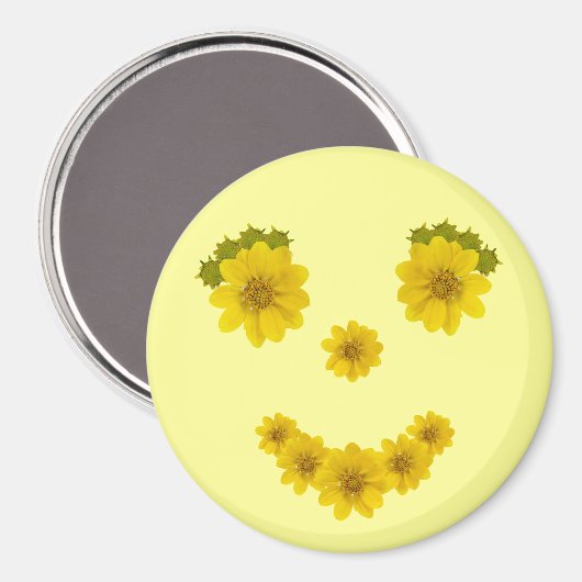 ハッユーモアのあるプブライトイエローフラワースマイル マグネット