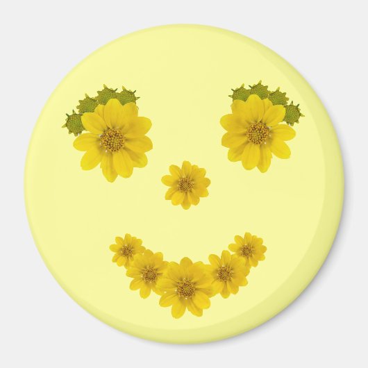 ハッユーモアのあるプブライトイエローフラワースマイル マグネット (正面)