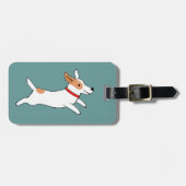 ハッランニングピーのジャック・ラッセル・テリア – かわいい愛犬 ラゲッジタグ (正面横)