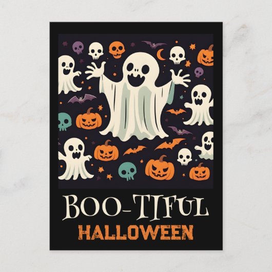 ハッ不気味ピー幽霊ブーティハロウィーン シーズンポストカード (正面)