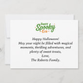 ハッ不気味ピー時代カード、家族の写真ハロウィンカード (裏面)