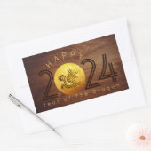 ハッ中国のプウッドドラゴン2024年新年RecS 長方形シール (封筒)