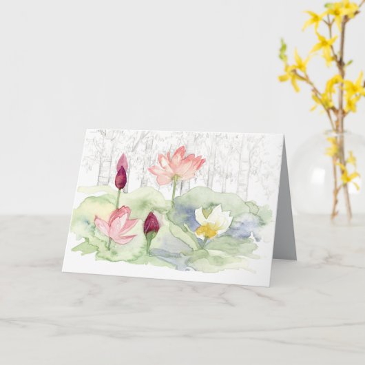 ハッ中国のプニューイヤー蓮の花池 カード (黄色い花)