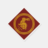 ハッ中国のプニューイヤー2023ラビットレッド金ゴールド スタンダードカクテルナプキン (角)