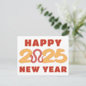 ハッ中国のプニューイヤー2025月のヘビはっきりした文字 シーズンポストカード (スタンド正面)