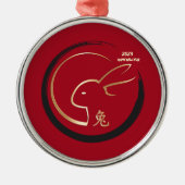 ハッ中国のプニューイヤー・オブ・ラビット2023青金ゴールドH メタルオーナメント (正面)