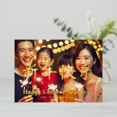 ハッ中国のプニューカスタムイヤー文字家族の写真 箔シーズンカード (立ち正面)