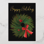 ハッ企業のプホリデーズウォーターカラーリース金ゴールド 箔シーズンカード (正面)