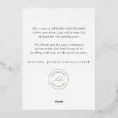 ハッ企業のプホリデーズウォーターカラーリース金ゴールド 箔シーズンカード (裏面)