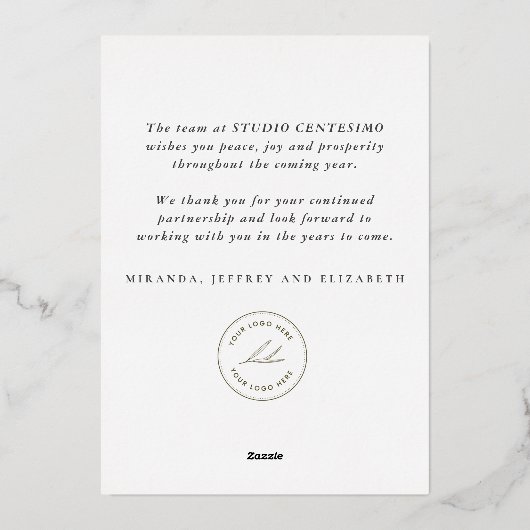 ハッ企業のプホリデーズウォーターカラーリース金ゴールド 箔シーズンカード (裏面)