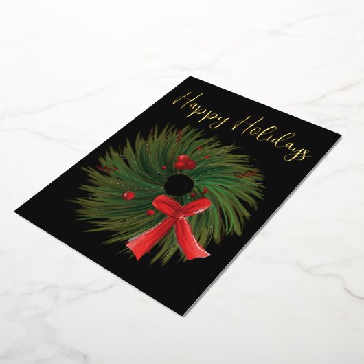 ハッ企業のプホリデーズウォーターカラーリース金ゴールド 箔シーズンカード (回転した状態)