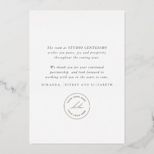 ハッ企業のプホリデーズクリスマスリース金ゴールド 箔シーズンカード (裏面)