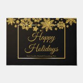 ハッ企業のプホリデーズシックブラック金ゴールドホリデー ドアマット (正面)