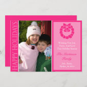 ハッ伝統的プホリデーズリースカード（ホットピンク） シーズンカード (正面/裏面)