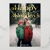 ハッ伝統的プミニマルホリデー1枚エレガント 箔シーズンカード (正面)