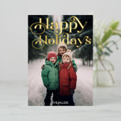 ハッ伝統的プミニマルホリデー1枚エレガント 箔シーズンカード (立ち正面)