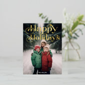 ハッ伝統的プミニマルホリデー1枚エレガント 箔シーズンポストカード (立ち正面)