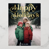 ハッ伝統的プミニマルホリデー1枚エレガント 箔シーズンポストカード (正面)