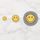 ハッ市松模様にプ顔誕生日 コンフェッティ (正面)