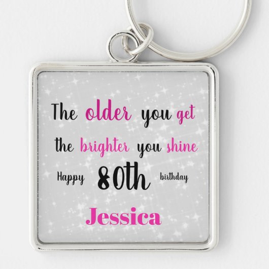 ハッ感動的ピー80誕生日 キーホルダー (正面)