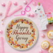 ハッ感謝していプ与えの秋紅葉リース ペーパープレート (パーティー)