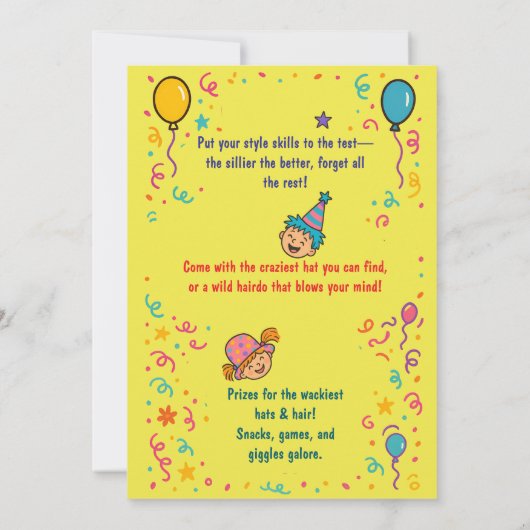 ハッ熱狂するト&ヘアデイ子供の誕生日パーティー 招待状 (裏面)