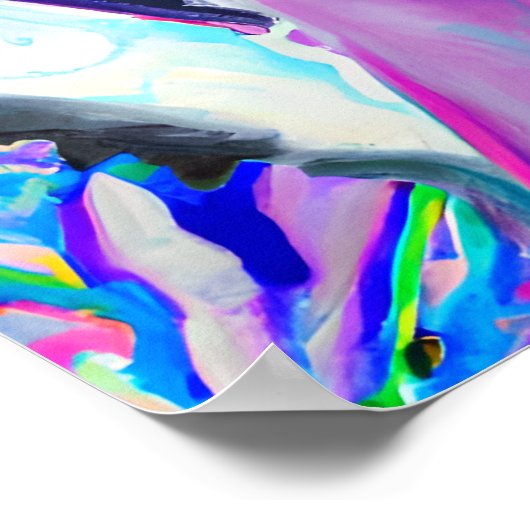 ハッ熱狂するプシベリアハスキードッグポートレートアート ポスター (角)