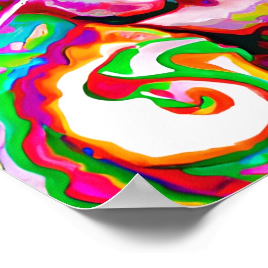 ハッ熱狂するプタビーキャットポートレートアート ポスター (角)