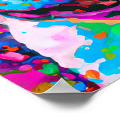 ハッ熱狂するプフランスのブルドッグアートポートレート ポスター (角)