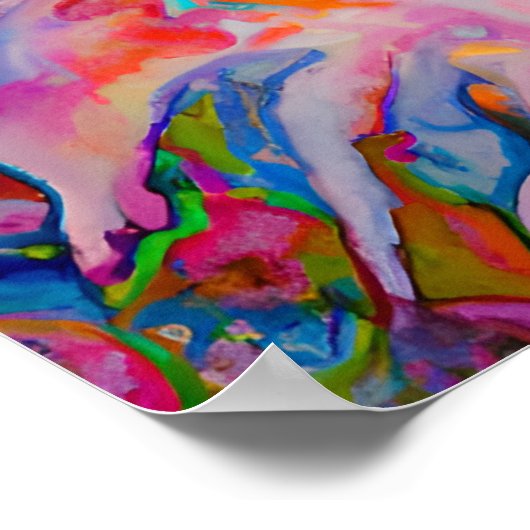 ハッ熱狂するプメインクーンキャットポートレートアート ポスター (角)