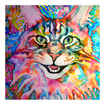 ハッ熱狂するプメインクーンキャットポートレートアート