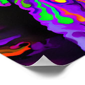 ハッ熱狂するプードルドッグアートポートレート ポスター (角)