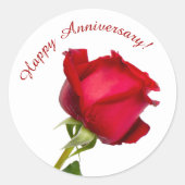 ハッ独身のプアニバーサリーレッドローズ写真テンプレート ラウンドシール (正面)