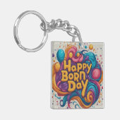 ハッ生まれデイスクエア キーホルダー (正面左)