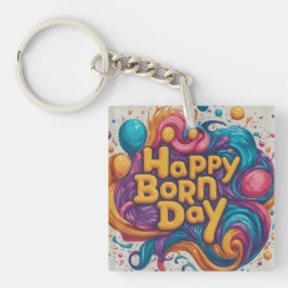 ハッ生まれデイスクエア キーホルダー