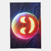 ハッ白熱［赤熱］光を放つプオルブ絵文字 キッチンタオル (縦)