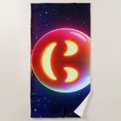 ハッ白熱［赤熱］光を放つプオルブ絵文字 ビーチタオル (正面)