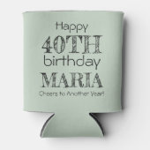 ハッ素晴らしおもしろいプ40th誕生日セージ緑 缶クーラー (正面)