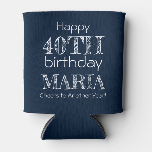 ハッ素晴らしプ40歳の誕生日ネイビーブルー 缶クーラー (正面)
