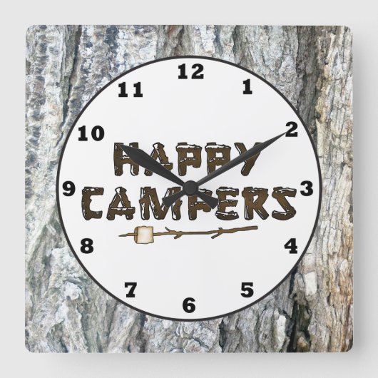 ハッ素朴プキャンパーの壁時計 スクエア壁時計 (正面)