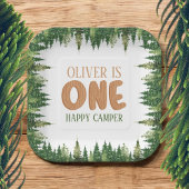 ハッ素朴プキャンパーファースト誕生日グリーンフォレスト ペーパープレート
