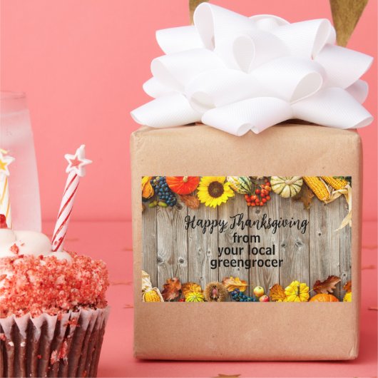 ハッ素朴プサンクスギビング秋ビジネスマーケティング 長方形シール (パーティー)