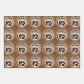 ハッ素朴プハウリデイズドッグフォトクリスマスホリデー ラッピングペーパーシート (正面3)