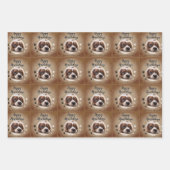 ハッ素朴プハウリデイズドッグフォトクリスマスホリデー ラッピングペーパーシート (正面)