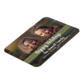 ハッ素朴プホリデースクリプトカスタムファミリーフォト マグネット (左側)