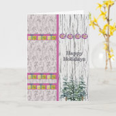 ハッ素朴プホリデーズカードウッド背景 カード (黄色い花)