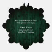 ハッ素朴プホリデーズグリーンウッドプリント オーナメントカード (裏面)